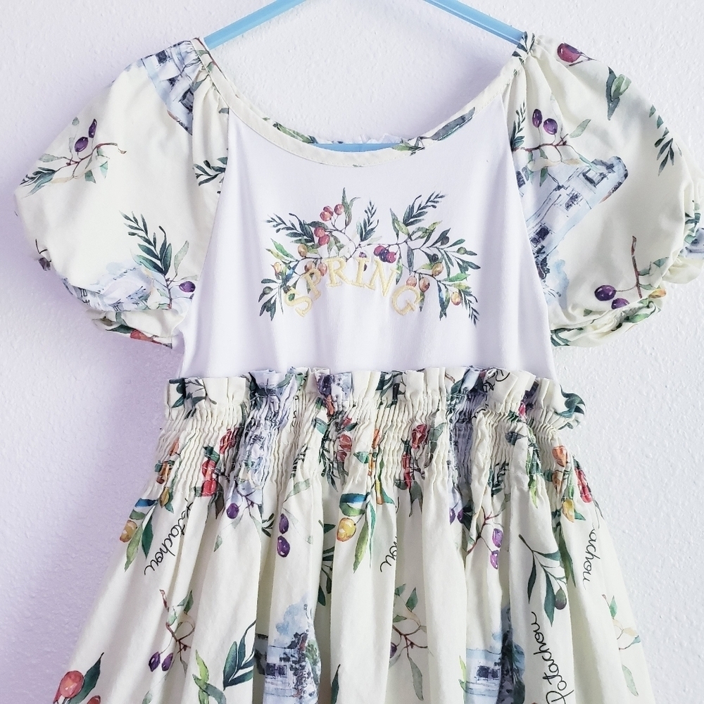 Patachou Floral Ruffle Ruched Fruit Dress - Picture 3 of 9